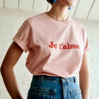 French Vintage Letters Printing Elegant Pink T Shirts Summer Short Sleeve Loose Cotton Tops Ins Fashion Crewneck Female Tees